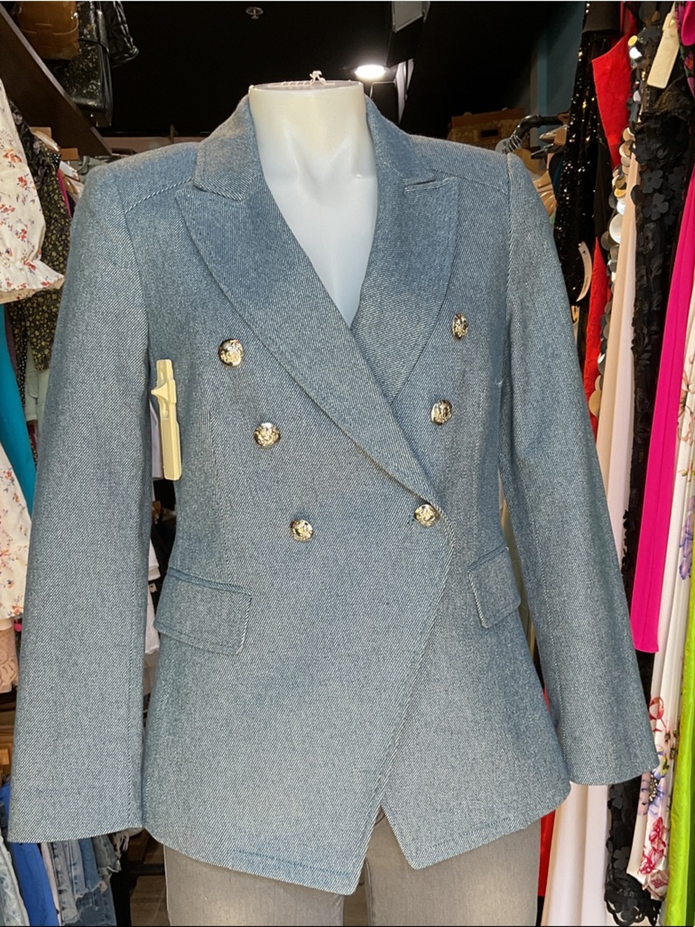 White House Black Market Double-Breasted Light Blue Blazer